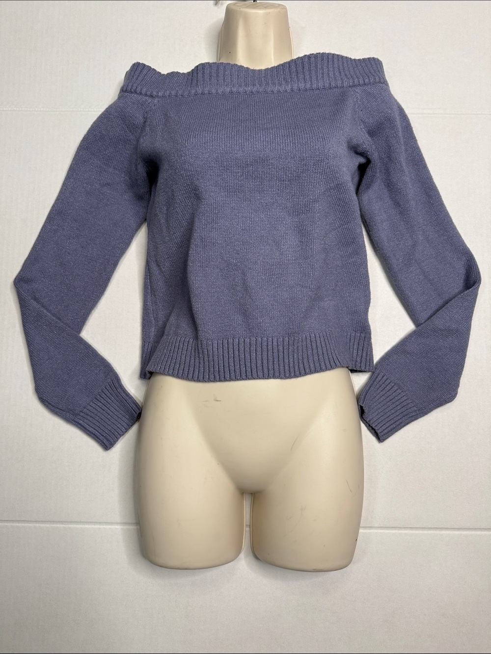 Edikted Off-the-Shoulder Purple Knit Sweater
